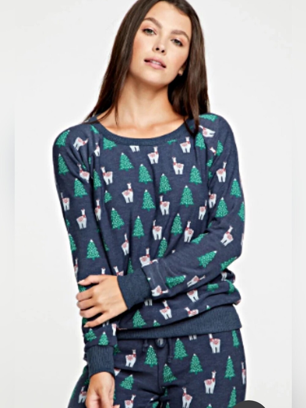 Chaser Christmas Tree Llama Pajama Set Blue Size Small